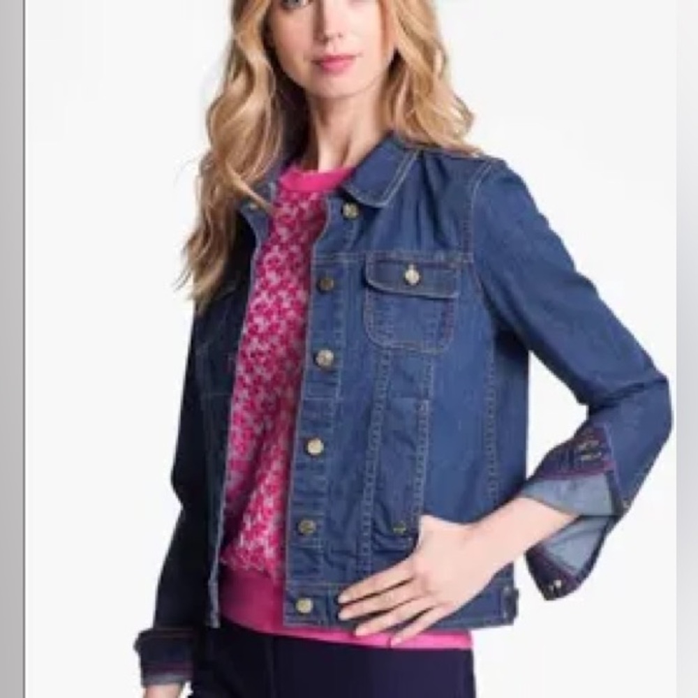 NWOT kate spade Dark Blue Denim Jacket with Gold Buttons